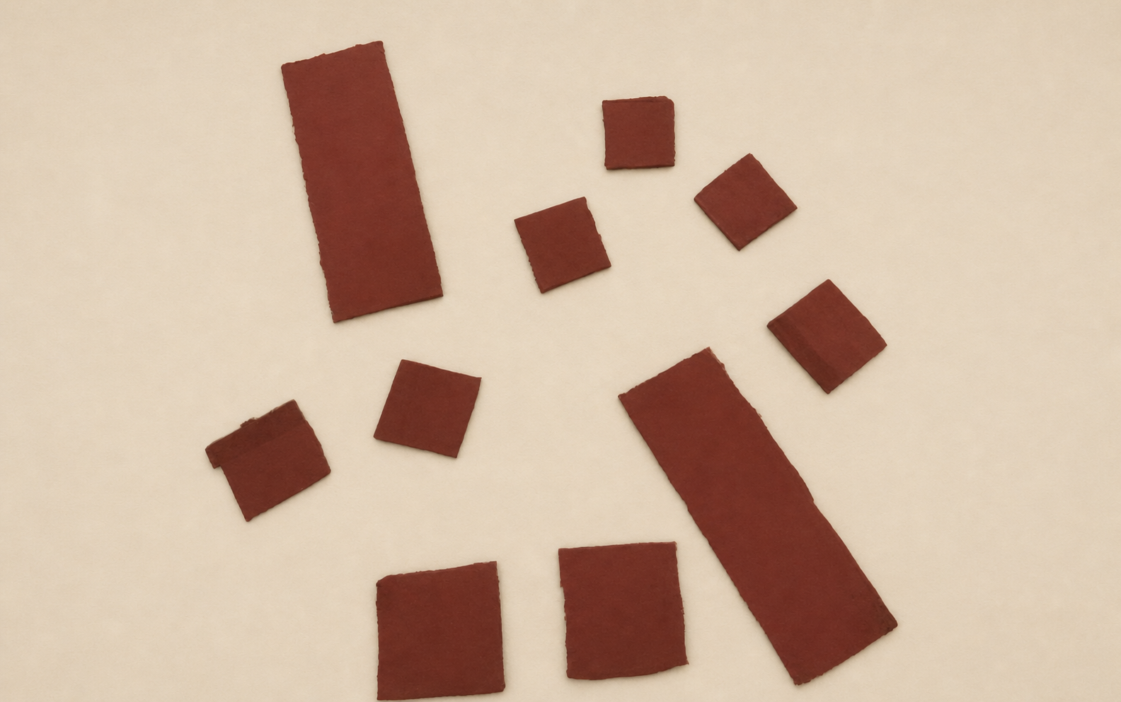 Real photo of painted cardboard pieces